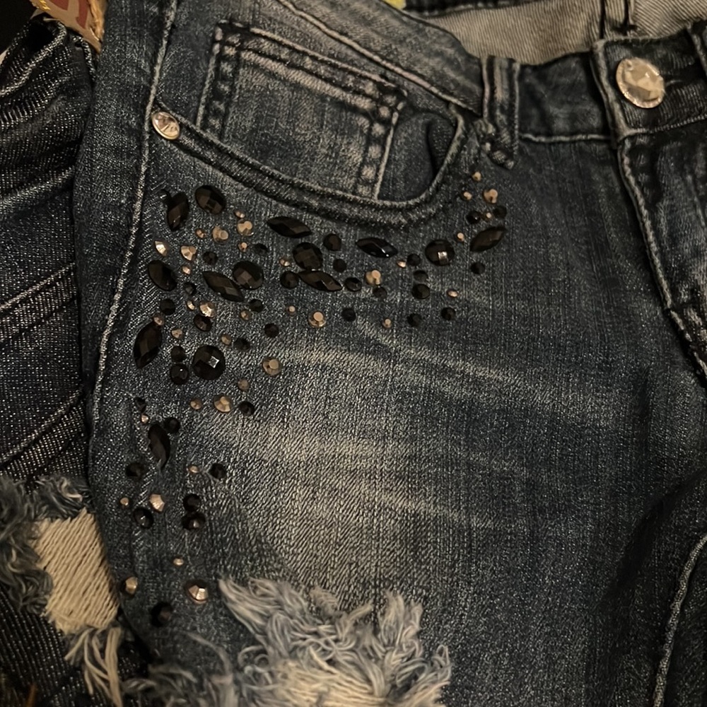 Machine Women's Distressed Blue Skinny Jeans - Picture 4 of 4